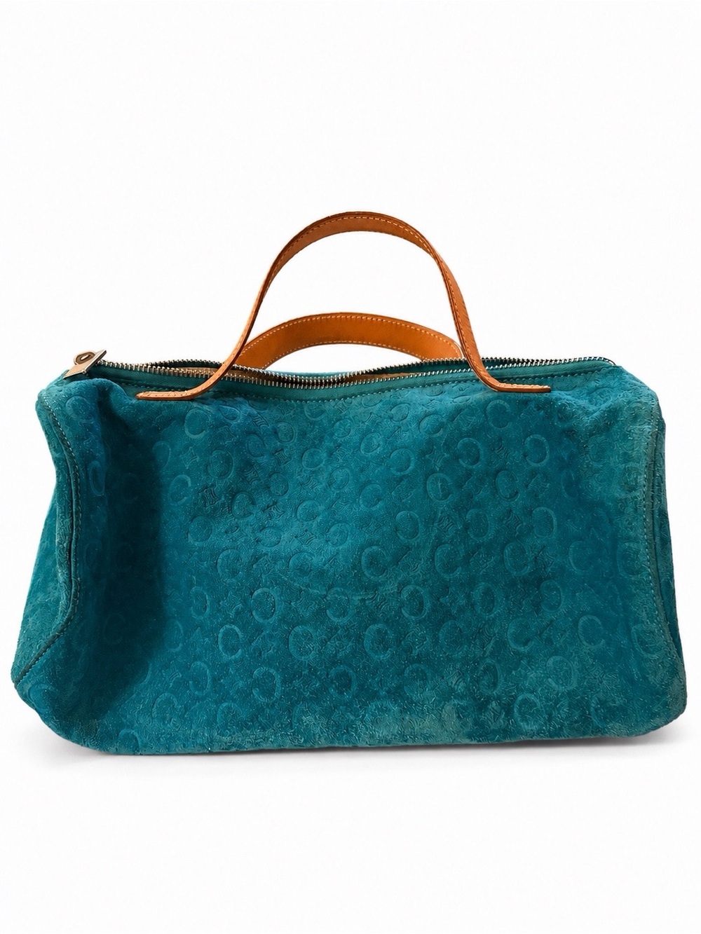 Celine Macadam Blue Teal Suede Top-Handle Women’s Bag Vintage